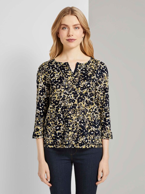 Henley-Shirt mit Blumenprint - Frauen - yellow flower design Henley-Shirt mit Blumenprint - Frauen - yellow flower design - 1 - TOM TAILOR