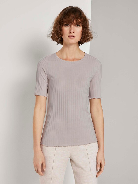 T-Shirt in Ripp-Optik - Frauen - desert sand melange T-Shirt in Ripp-Optik - Frauen - desert sand melange - 1 - TOM TAILOR