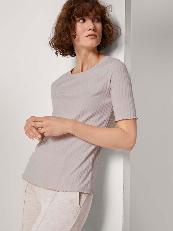 T-Shirt in Ripp-Optik - Frauen - desert sand melange T-Shirt in Ripp-Optik - Frauen - desert sand melange - 5 - TOM TAILOR