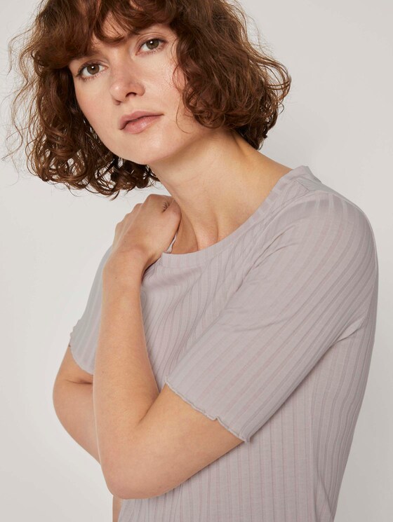 T-Shirt in Ripp-Optik - Frauen - desert sand melange T-Shirt in Ripp-Optik - Frauen - desert sand melange - 9 - TOM TAILOR