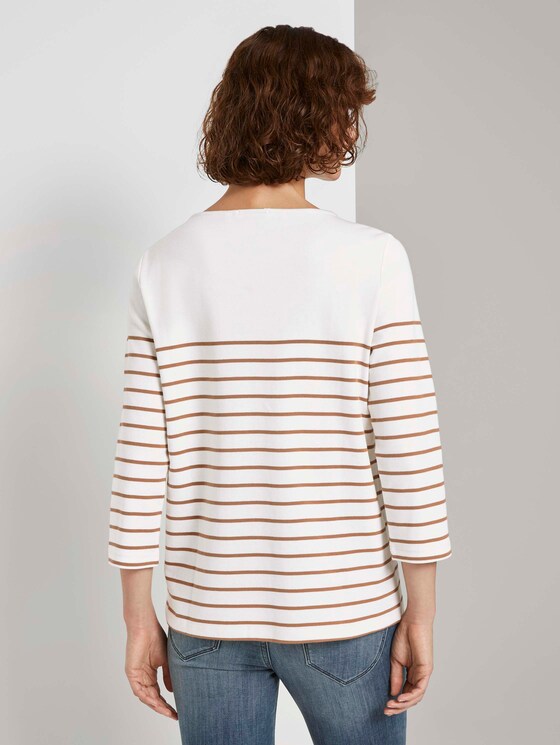 Gestreiftes Shirt mit 3/4-Arm - Frauen - Whisper White Gestreiftes Shirt mit 3/4-Arm - Frauen - Whisper White - 2 - TOM TAILOR