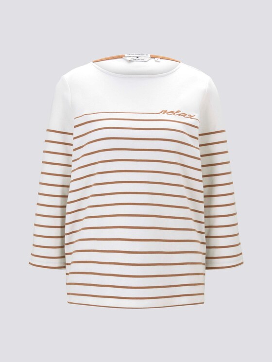 Gestreiftes Shirt mit 3/4-Arm - Frauen - Whisper White Gestreiftes Shirt mit 3/4-Arm - Frauen - Whisper White - 7 - TOM TAILOR