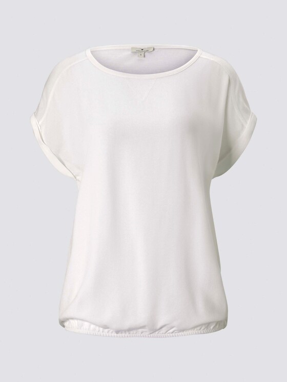 T-shirt in a mix of materials - Women - Whisper White T-shirt in a mix of materials - Women - Whisper White - 7 - TOM TAILOR