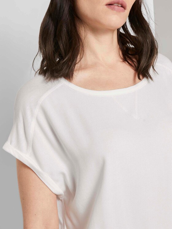 T-shirt in a mix of materials - Women - Whisper White T-shirt in a mix of materials - Women - Whisper White - 9 - TOM TAILOR