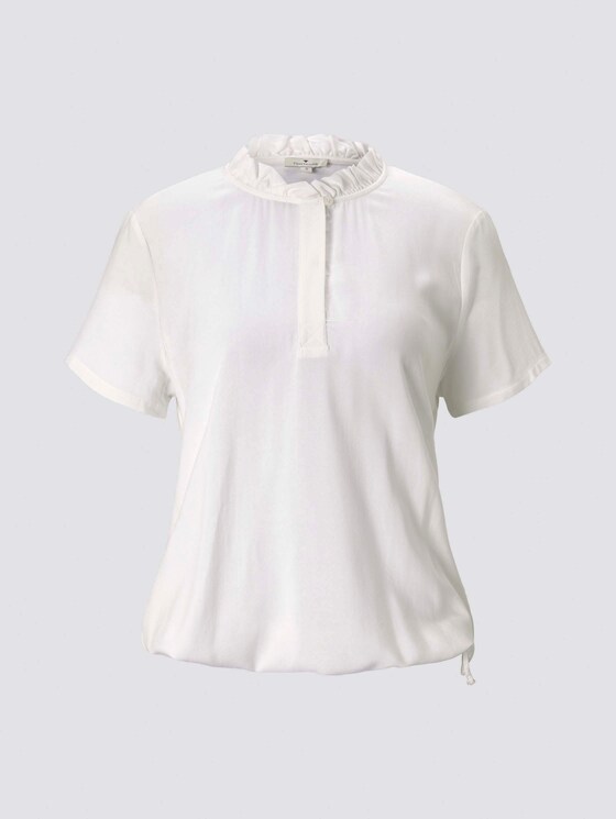 Geknöpftes T-Shirt mit Rüschendetail - Frauen - Whisper White Geknöpftes T-Shirt mit Rüschendetail - Frauen - Whisper White - 7 - TOM TAILOR