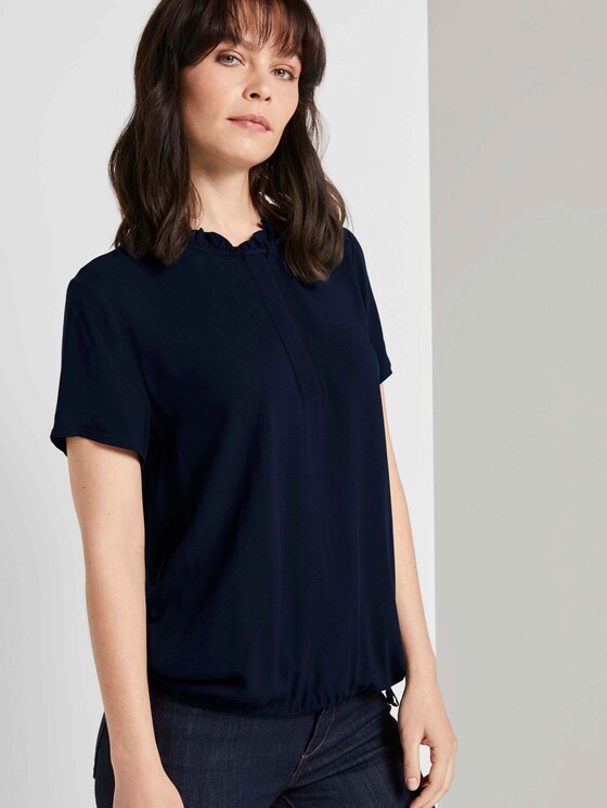 Geknöpftes T-Shirt mit Rüschendetail - Frauen - Sky Captain Blue Geknöpftes T-Shirt mit Rüschendetail - Frauen - Sky Captain Blue - 5 - TOM TAILOR