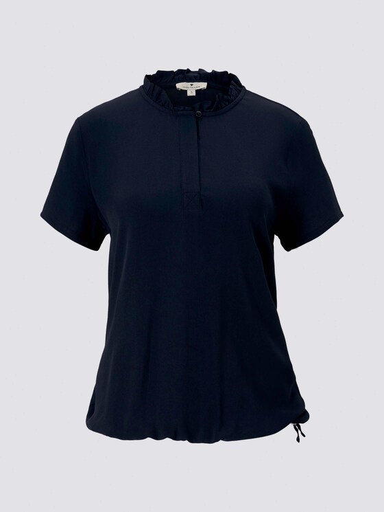 Geknöpftes T-Shirt mit Rüschendetail - Frauen - Sky Captain Blue Geknöpftes T-Shirt mit Rüschendetail - Frauen - Sky Captain Blue - 7 - TOM TAILOR
