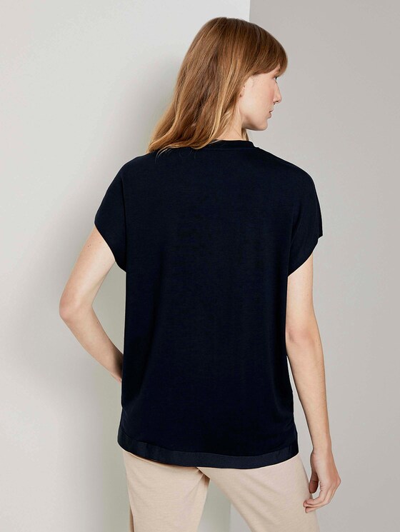 Basic T-Shirt mit Seitenschlitzen - Frauen - Sky Captain Blue Basic T-Shirt mit Seitenschlitzen - Frauen - Sky Captain Blue - 2 - TOM TAILOR