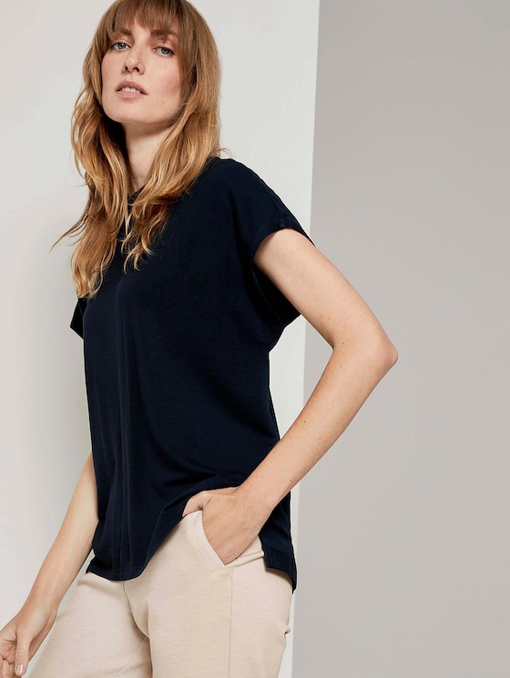 Basic T-Shirt mit Seitenschlitzen - Frauen - Sky Captain Blue Basic T-Shirt mit Seitenschlitzen - Frauen - Sky Captain Blue - 5 - TOM TAILOR