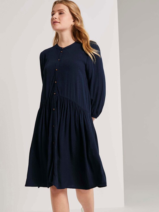 Geknöpftes Minikleid mit Volant - Frauen - Real Navy Blue Geknöpftes Minikleid mit Volant - Frauen - Real Navy Blue - 5 - TOM TAILOR Denim