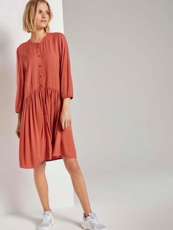 Geknöpftes Minikleid mit Volant - Frauen - burnt coral Geknöpftes Minikleid mit Volant - Frauen - burnt coral - 5 - TOM TAILOR Denim