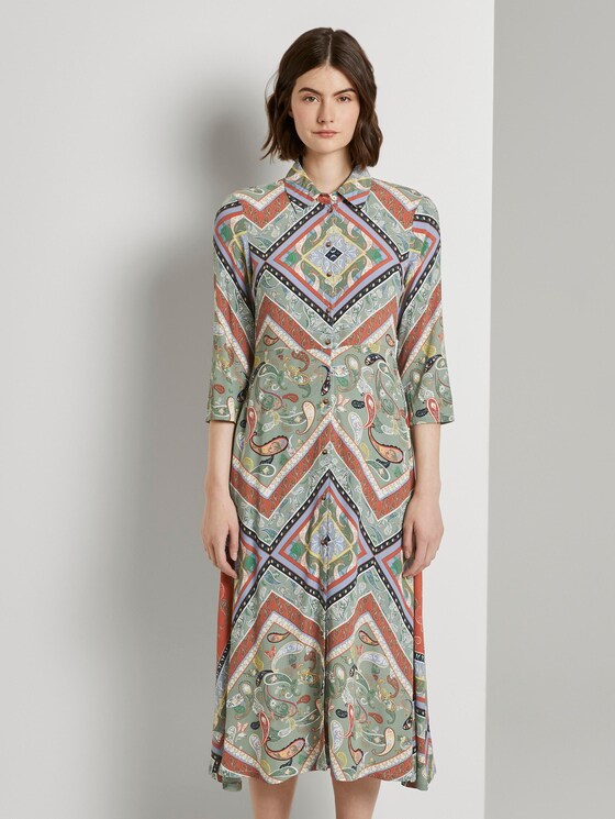 Patterned midi shirt dress - Women - patchwork paisley print Patterned midi shirt dress - Women - patchwork paisley print - 1 - TOM TAILOR Denim