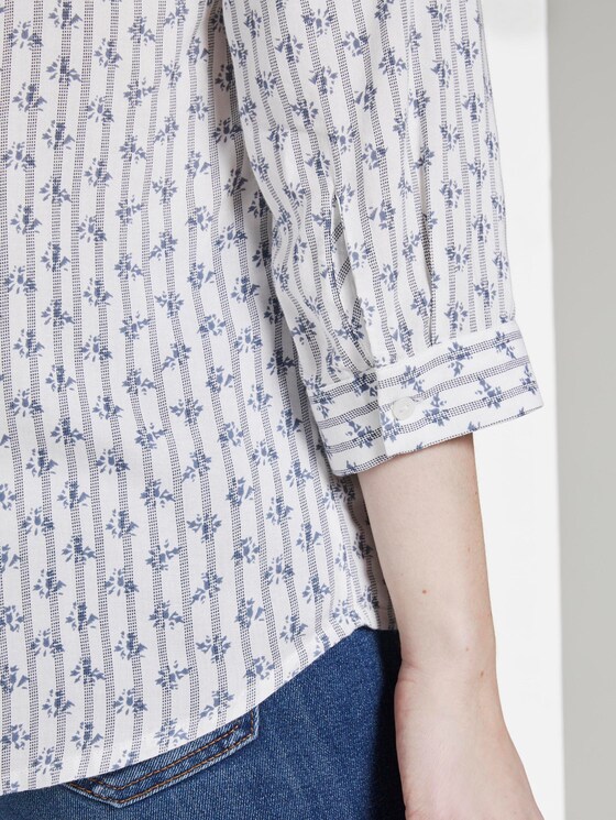 Gemusterte Bluse - Frauen - blue white flowers and stripe Gemusterte Bluse - Frauen - blue white flowers and stripe - 10 - TOM TAILOR