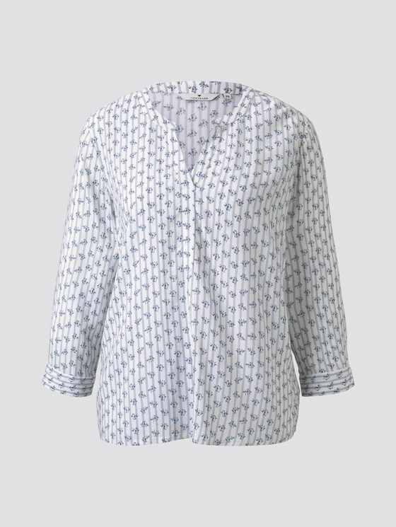 Gemusterte Bluse - Frauen - blue white flowers and stripe Gemusterte Bluse - Frauen - blue white flowers and stripe - 7 - TOM TAILOR