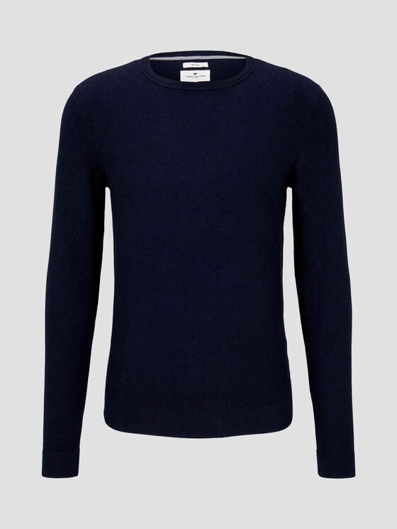 Weicher Pullover mit Struktur - Männer - Knitted Navy Melange Weicher Pullover mit Struktur - Männer - Knitted Navy Melange - 7 - TOM TAILOR