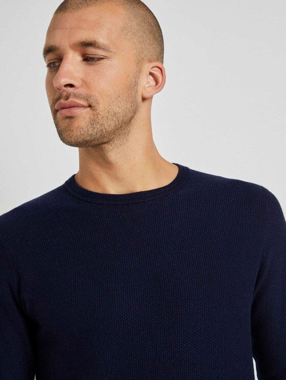 Weicher Pullover mit Struktur - Männer - Knitted Navy Melange Weicher Pullover mit Struktur - Männer - Knitted Navy Melange - 9 - TOM TAILOR