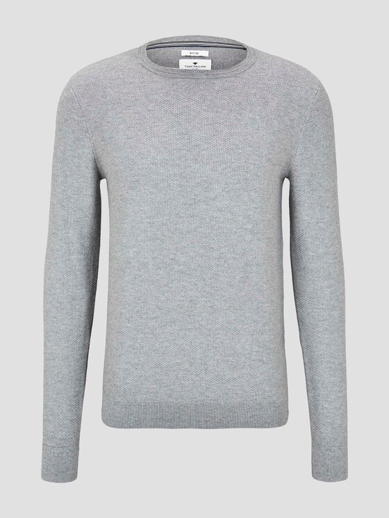 Weicher Pullover mit Struktur - Männer - Light Soft Grey Melange Weicher Pullover mit Struktur - Männer - Light Soft Grey Melange - 7 - TOM TAILOR