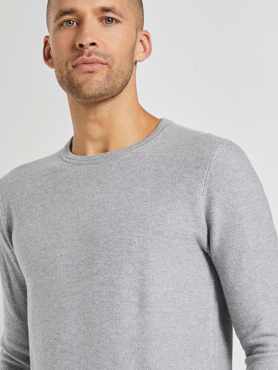 Weicher Pullover mit Struktur - Männer - Light Soft Grey Melange Weicher Pullover mit Struktur - Männer - Light Soft Grey Melange - 9 - TOM TAILOR