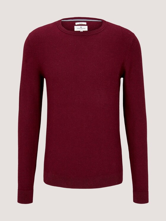 Weicher Pullover mit Struktur - Männer - wine red melange Weicher Pullover mit Struktur - Männer - wine red melange - 7 - TOM TAILOR