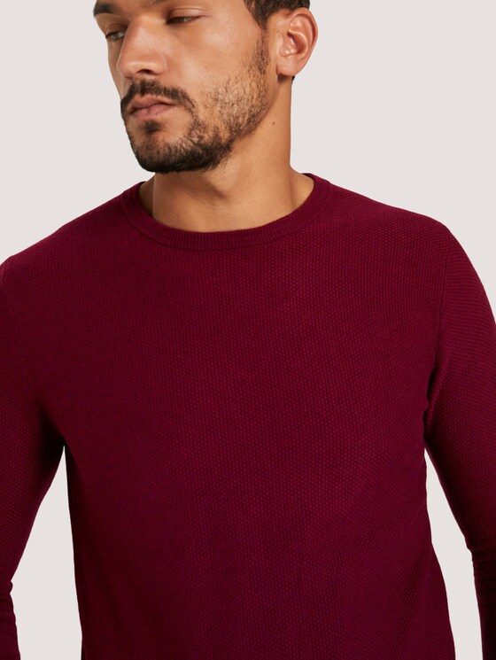 Weicher Pullover mit Struktur - Männer - wine red melange Weicher Pullover mit Struktur - Männer - wine red melange - 9 - TOM TAILOR