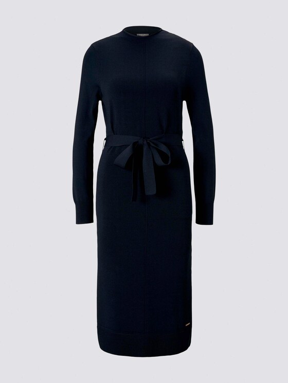 Midi-Strickkleid mit Bindegürtel - Frauen - Sky Captain Blue Midi-Strickkleid mit Bindegürtel - Frauen - Sky Captain Blue - 7 - Mine to five