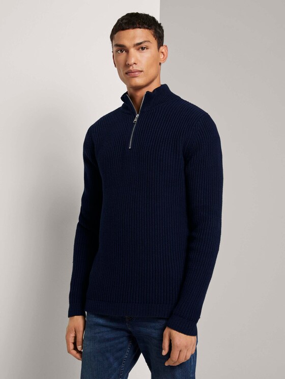 Pullover mit Troyer-Kragen - Männer - Sky Captain Blue Pullover mit Troyer-Kragen - Männer - Sky Captain Blue - 1 - TOM TAILOR Denim