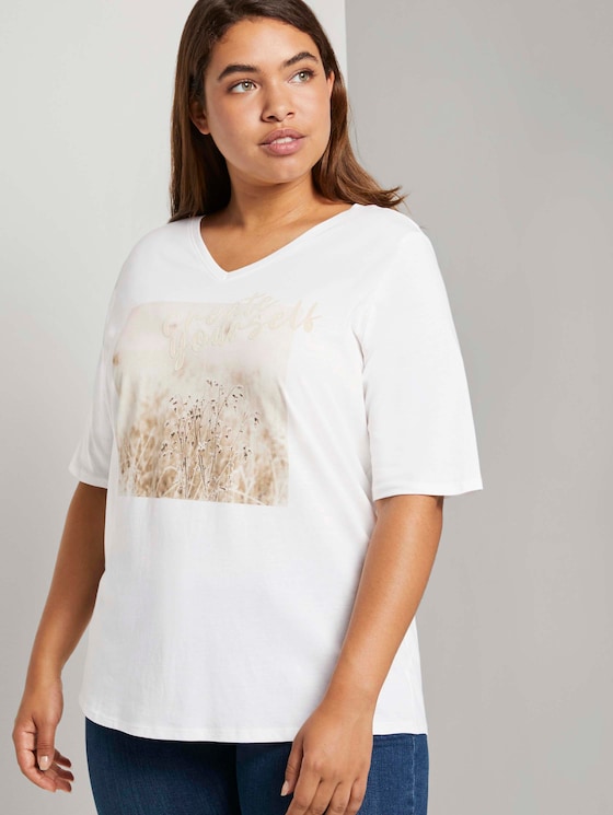 Plus - T-Shirt mit Artwork von Women Plus Size, Whisper White