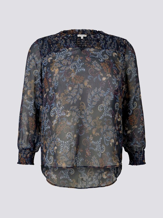 Gemusterte Bluse mit Smocking-Details - Frauen - navy based paisley Gemusterte Bluse mit Smocking-Details - Frauen - navy based paisley - 7 - My True Me