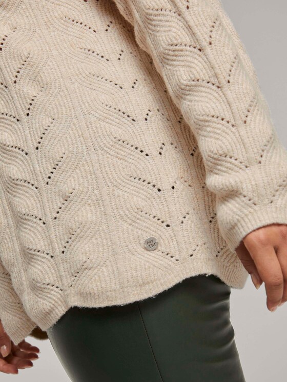 Pullover mit Zopfstrickmuster - Frauen - sand dune melange Pullover mit Zopfstrickmuster - Frauen - sand dune melange - 10 - My True Me