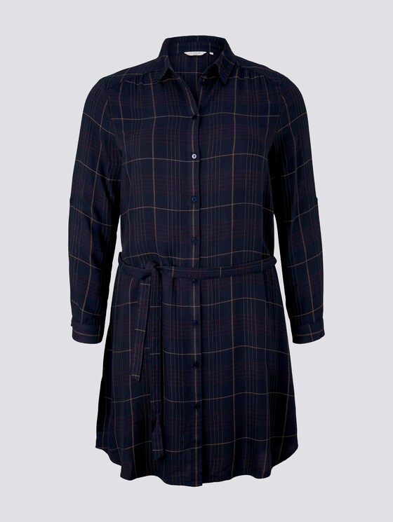 Kariertes Hemdkleid mit Bindegürtel - Frauen - navy gipsy camel check Kariertes Hemdkleid mit Bindegürtel - Frauen - navy gipsy camel check - 7 - My True Me