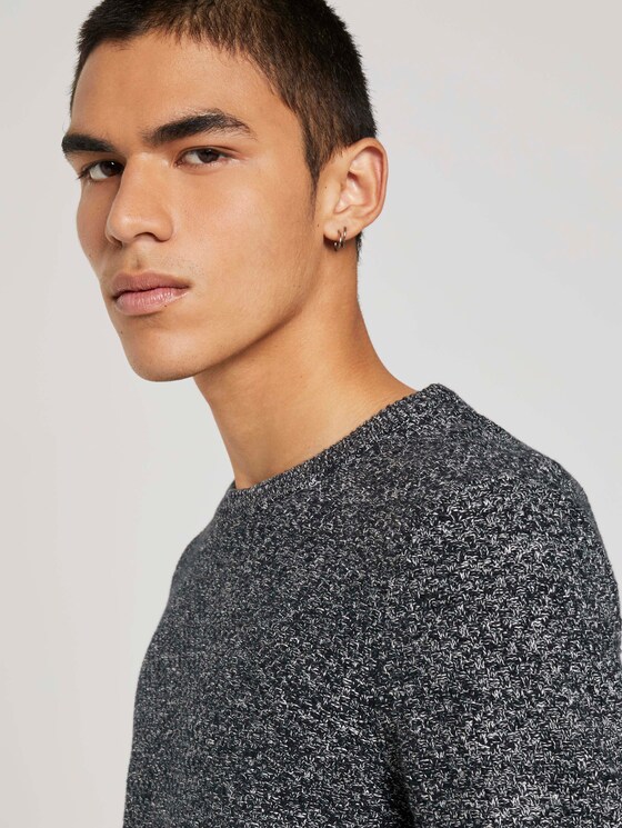Melierter Pullover mit Strukturmuster - Männer - navy mouline Melierter Pullover mit Strukturmuster - Männer - navy mouline - 10 - TOM TAILOR Denim