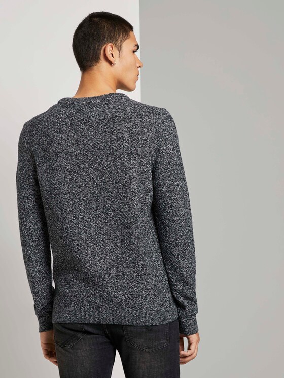 Melierter Pullover mit Strukturmuster - Männer - navy mouline Melierter Pullover mit Strukturmuster - Männer - navy mouline - 2 - TOM TAILOR Denim