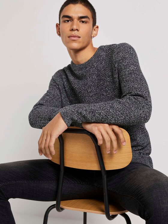 Melierter Pullover mit Strukturmuster - Männer - navy mouline Melierter Pullover mit Strukturmuster - Männer - navy mouline - 5 - TOM TAILOR Denim