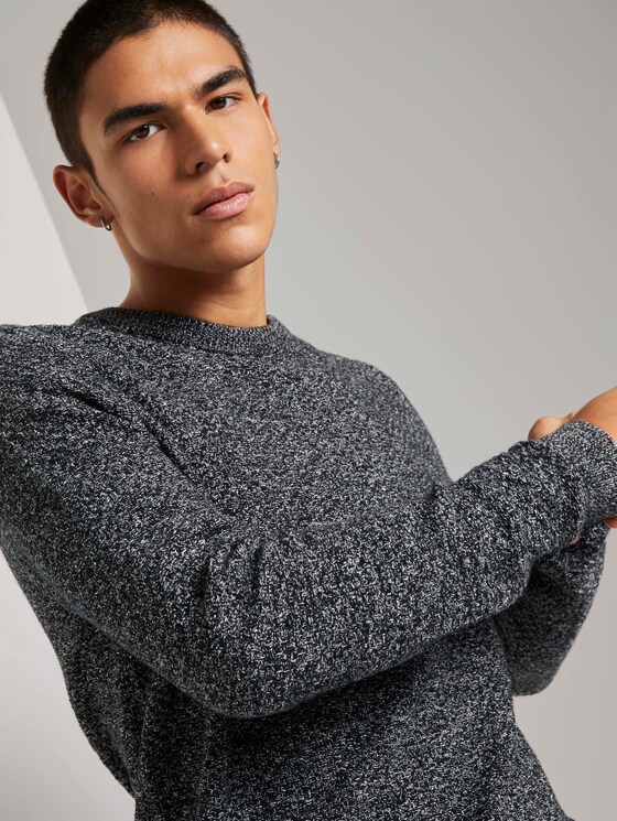 Melierter Pullover mit Strukturmuster - Männer - navy mouline Melierter Pullover mit Strukturmuster - Männer - navy mouline - 9 - TOM TAILOR Denim