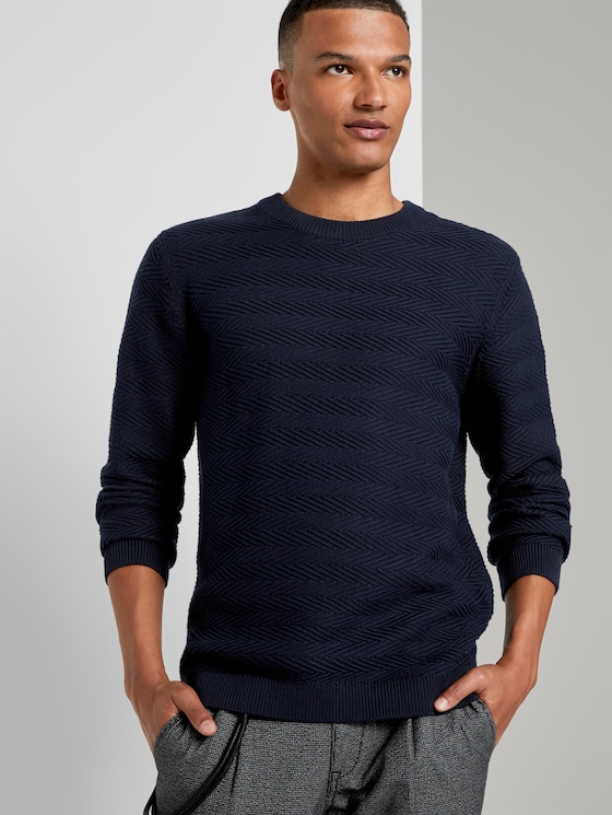 Pullover mit Zick-Zack-Struktur - Männer - Sky Captain Blue Pullover mit Zick-Zack-Struktur - Männer - Sky Captain Blue - 5 - TOM TAILOR Denim
