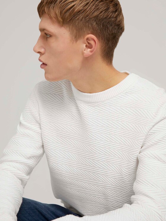 Pullover mit Zick-Zack-Struktur - Männer - Wool White Pullover mit Zick-Zack-Struktur - Männer - Wool White - 9 - TOM TAILOR Denim