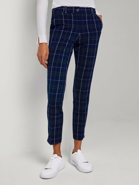 Karierte Mia Slim Hose - Frauen - navy deep green check Karierte Mia Slim Hose - Frauen - navy deep green check - 1 - Mine to five