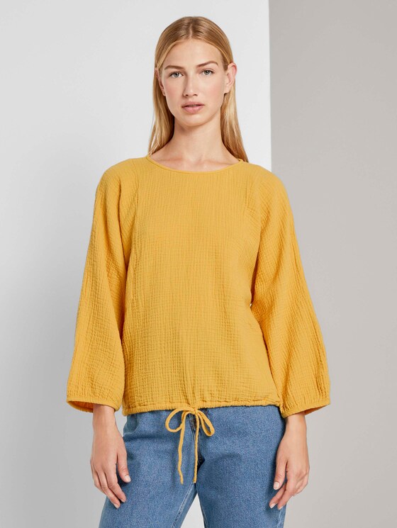 Strukturierte Bluse mit Tunnelzug - Frauen - Indian Spice Yellow Strukturierte Bluse mit Tunnelzug - Frauen - Indian Spice Yellow - 1 - TOM TAILOR Denim
