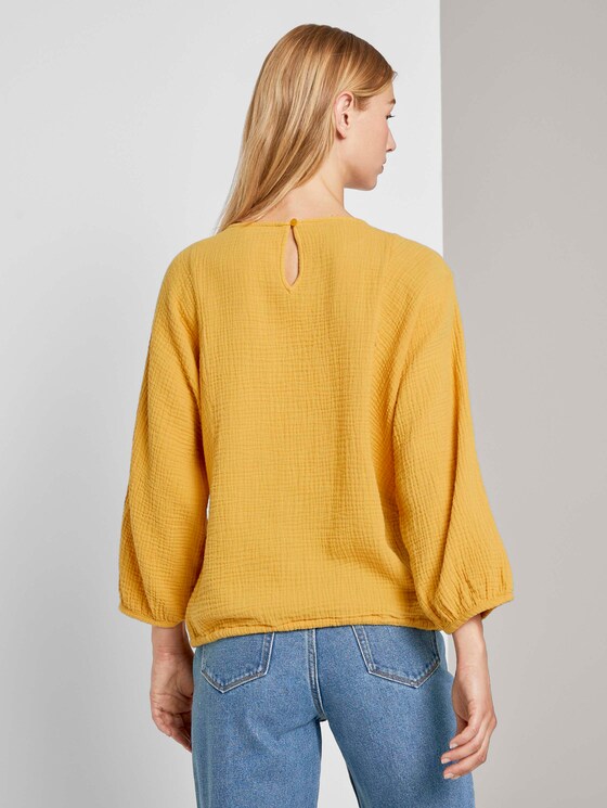 Strukturierte Bluse mit Tunnelzug - Frauen - Indian Spice Yellow Strukturierte Bluse mit Tunnelzug - Frauen - Indian Spice Yellow - 2 - TOM TAILOR Denim