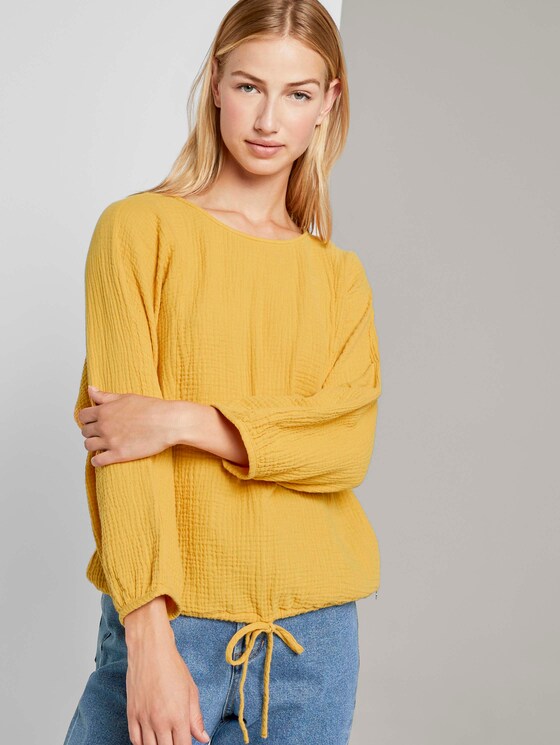 Strukturierte Bluse mit Tunnelzug - Frauen - Indian Spice Yellow Strukturierte Bluse mit Tunnelzug - Frauen - Indian Spice Yellow - 5 - TOM TAILOR Denim