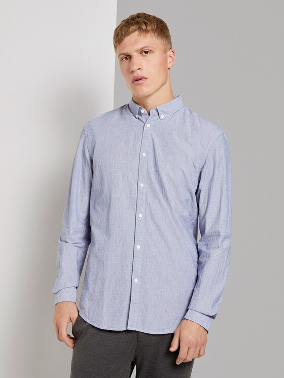 Fein gemustertes Hemd - Männer - blue white element stripe Fein gemustertes Hemd - Männer - blue white element stripe - 1 - TOM TAILOR Denim