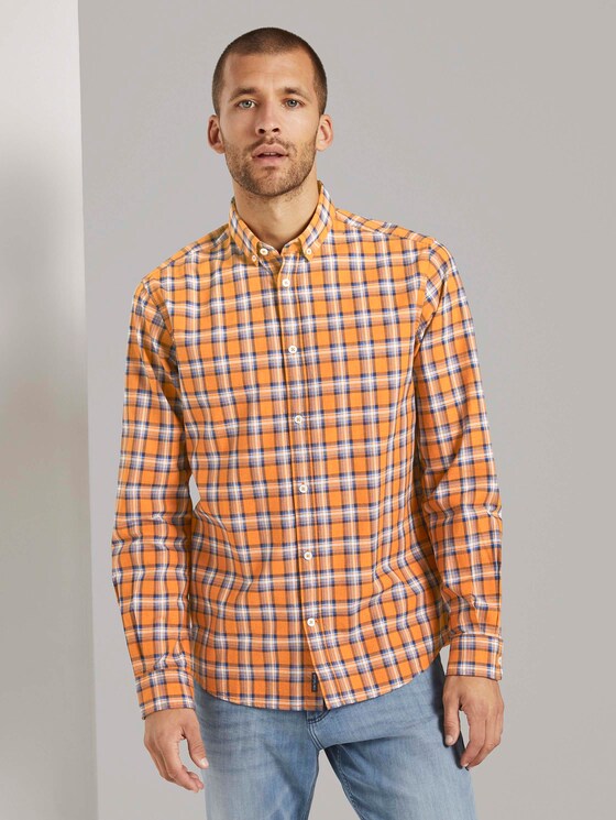 Kariertes Hemd - Männer - orange grindle check Kariertes Hemd - Männer - orange grindle check - 1 - TOM TAILOR