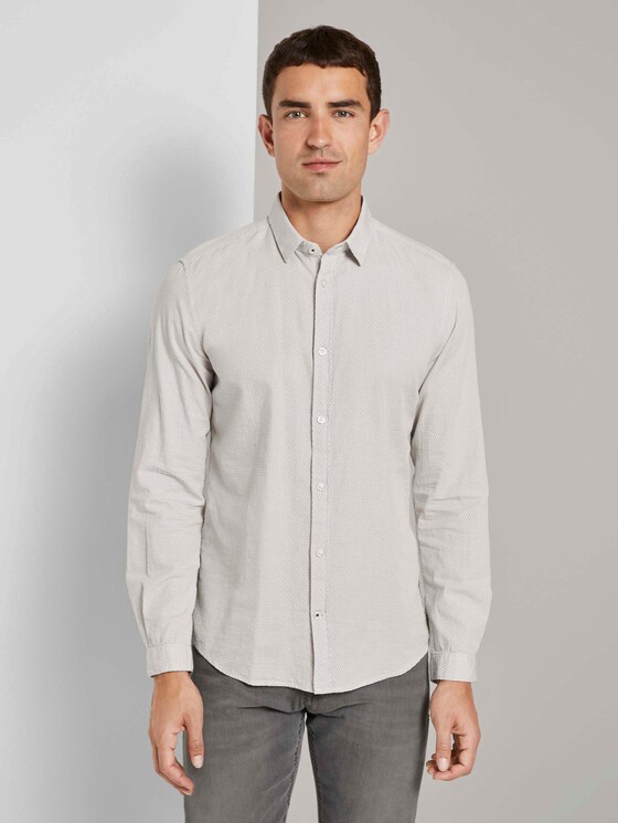 Fein gemustertes Hemd - Männer - off white navy dobby design Fein gemustertes Hemd - Männer - off white navy dobby design - 1 - TOM TAILOR