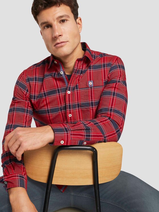 Kariertes Hemd mit Brusttasche - Männer - red navy fil a fil check Kariertes Hemd mit Brusttasche - Männer - red navy fil a fil check - 9 - TOM TAILOR