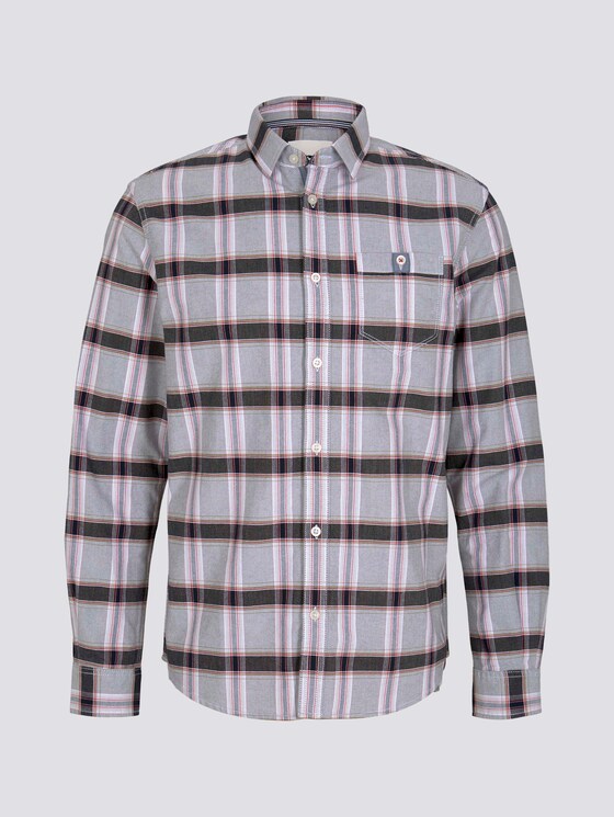 Kariertes Hemd mit Brusttasche - Männer - navy red fil a fil check Kariertes Hemd mit Brusttasche - Männer - navy red fil a fil check - 7 - TOM TAILOR