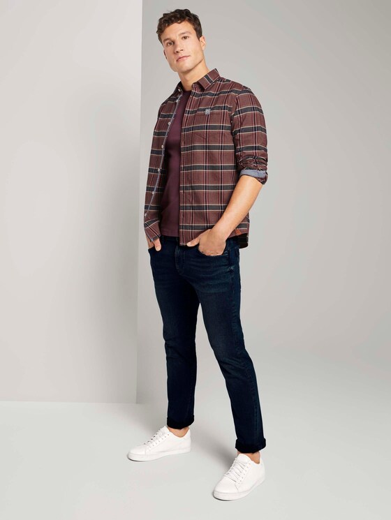 Kariertes Hemd mit Brusttasche - Männer - burgundy navy fil a fil check Kariertes Hemd mit Brusttasche - Männer - burgundy navy fil a fil check - 3 - TOM TAILOR