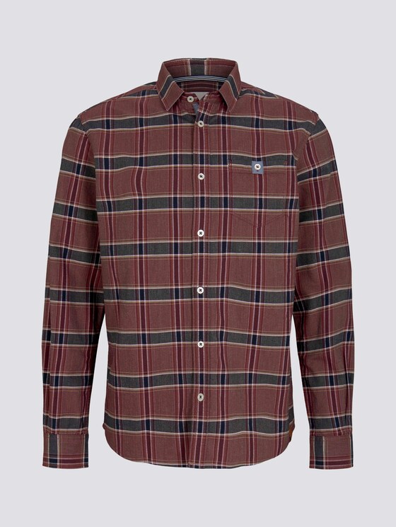Kariertes Hemd mit Brusttasche - Männer - burgundy navy fil a fil check Kariertes Hemd mit Brusttasche - Männer - burgundy navy fil a fil check - 7 - TOM TAILOR