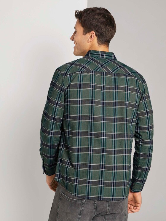 Kariertes Hemd mit Brusttasche - Männer - green navy fil a fil check Kariertes Hemd mit Brusttasche - Männer - green navy fil a fil check - 2 - TOM TAILOR