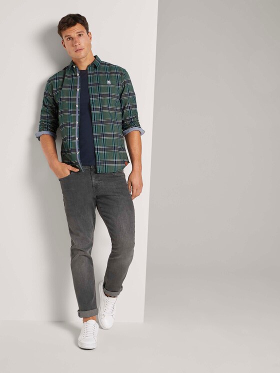 Kariertes Hemd mit Brusttasche - Männer - green navy fil a fil check Kariertes Hemd mit Brusttasche - Männer - green navy fil a fil check - 3 - TOM TAILOR