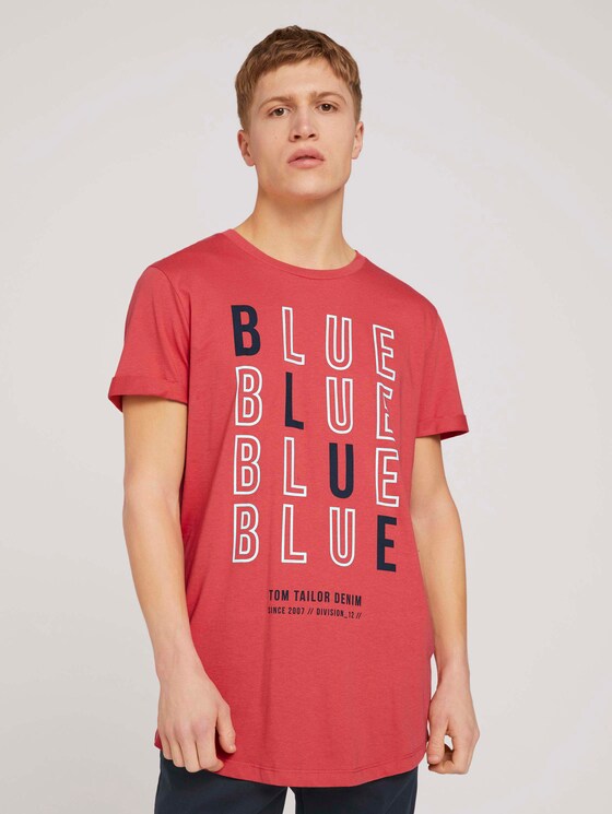 T-shirt with a chest print made with organic cotton - Men - Normal Red T-shirt with a chest print made with organic cotton - Men - Normal Red - 1 - TOM TAILOR Denim
